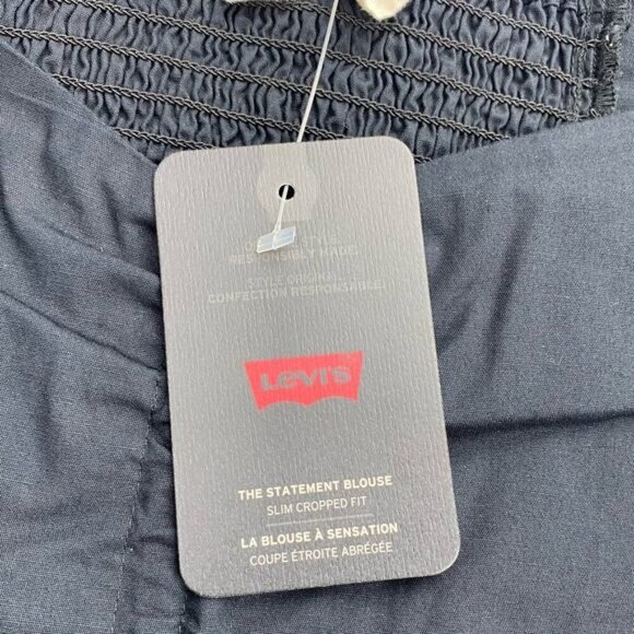 NWT LEVI'S Devin Cotton Slim Black Blouse Womens Size Small - Picture 4 of 9